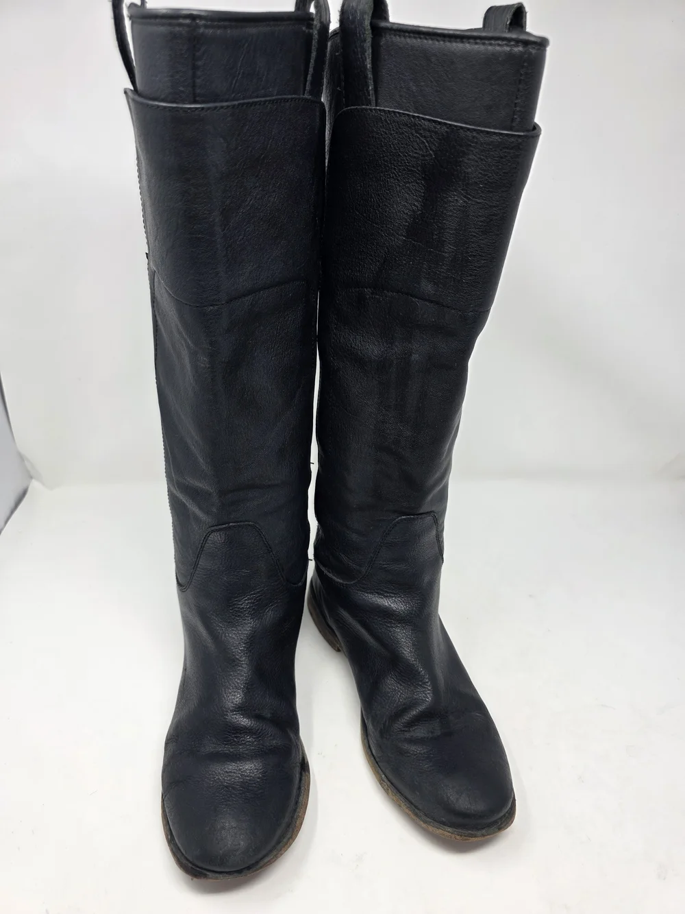 Frye Paige Tall Riding Boots Womens 7.5 Black Leather Pull On Knee High